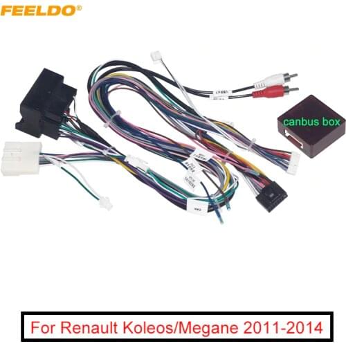 FEELDO Car 16pin Audio Wiring Harness With Canbus Box For Renault Koleos Megane Stereo Installation Wire Adapter