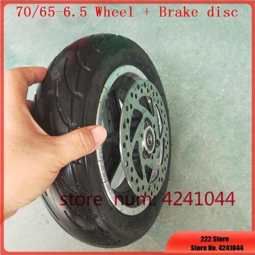 Free shipping 10 inch Front wheel 70/65-6.5 tyre tubeless vacuum tire and alloy wheel hub with Brake disc for electric scooter