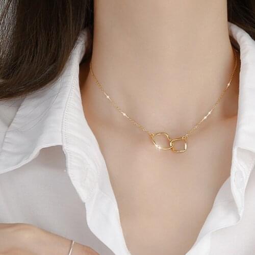 Fashion Irregular Pendant Necklace For Women Aesthetic S925 Silvering Loop Neck Chain Collarbone Choker Jewelry Charm Party Gift