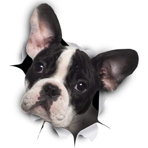 Dawasaru 3D Dog Sticker Black White Frenchie French Bulldog Decal Bumper Sticker for Window Car Truck Laptop Toilet