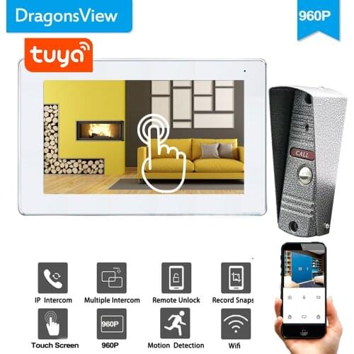 Dragonsview 7 inch Wifi Intercom System Wireless Video Doorbell with Monitor AHD Unlock Day Night Vision Touch Screen