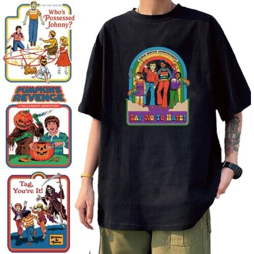 Say No To Hate Satan Demon Death Scary Evil TShirt Funn Cartoon Horror Men Tee Summer Cotton Casual Hombre Short-sleev Camisetas