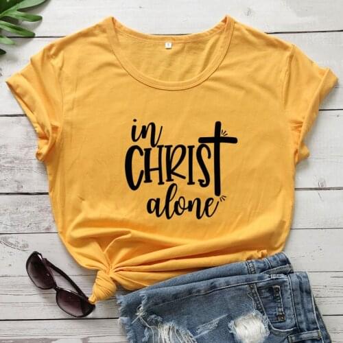 In Christ Alone T-shirt Women Spiritual Christian Easter Tshirt Casual Unisex Short Sleeve Graphic Religion Jesus Tee Shirt Top