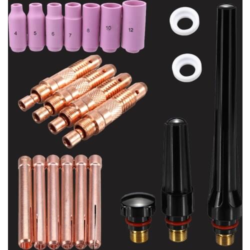 Tig torch kit collet body back cap for WP17 WP18 WP26 alumina cup insulator tig welding accessories