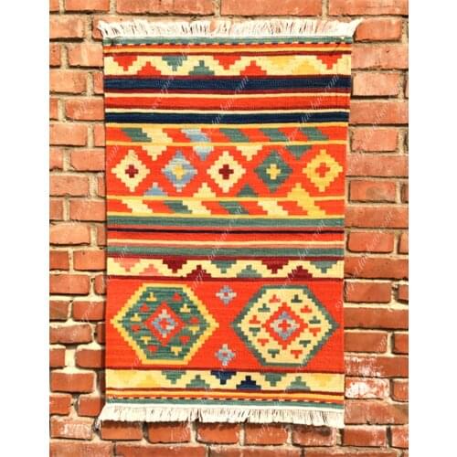 Free shipping 2'x3'kilim carpets hand knotted woolen carpets Pakistan Turkish style kilim wool rug Natural color kilim rug