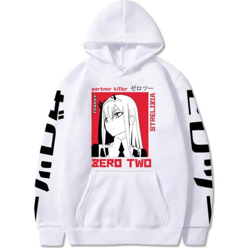 Kawaii Anime Hoodie Darling In The Franxx Harajuku Pullover Sweatshirt Zero Two Graphic Streetwear Hoody Unisex