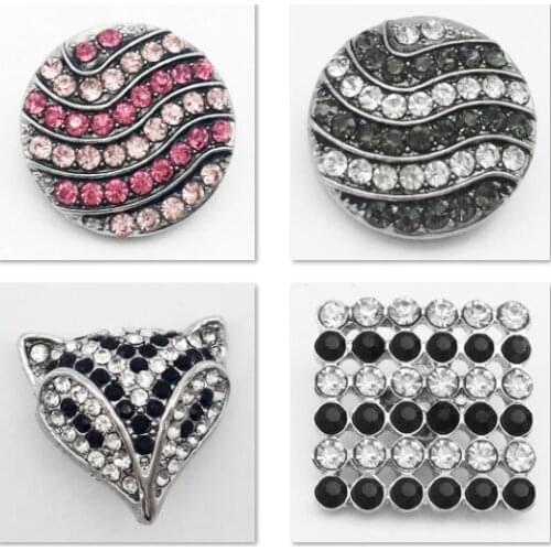 MN5799 Fox Black And White Chevron Metal Snap Button For Bracelet (fit 18mm 20mm snaps)