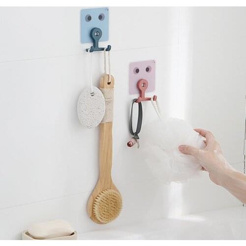 Multi-use Hanger Hook Wall Mount ABS Waterproof Rotating Design Punch-free Multi-use Double Wear-resistant Holder Hangers