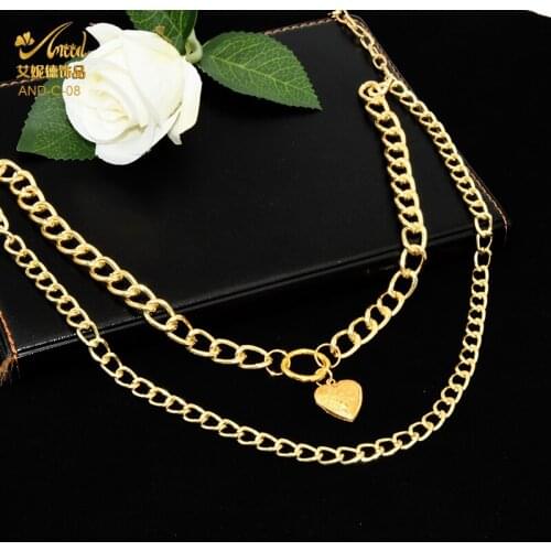 ANIID Heart Pendants Multilayer Necklace Women Choker Gold Thick Chain Clasp Jewelry Punk Charms Goth Chunky Mixed Linked Circle