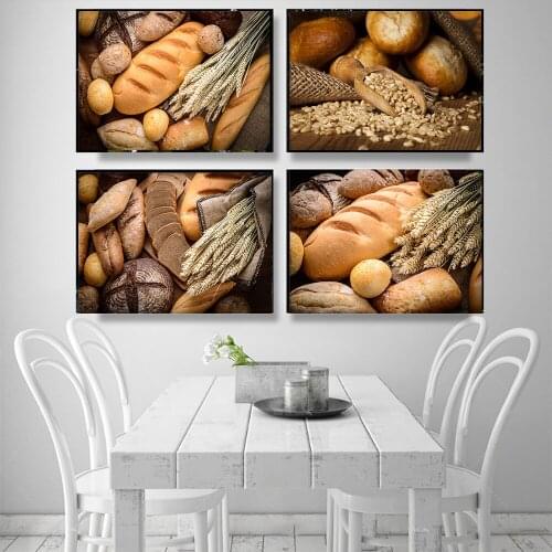 Home Decor Wall Art Modular Poster Pictures Whole Wheat Bread Health Food Nordic Style Canvas Painting Prints For Gift Wall Art