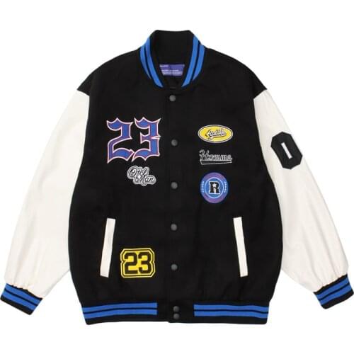 Men Baseball Jacket Hip Hop Streetwear Letter Number Embroidery Patchwork Harajuku College Coat Casual Oversized Varsity Jackets