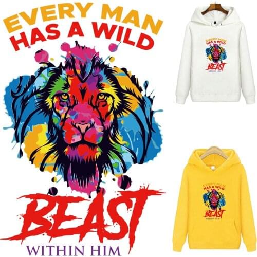 Lion Tiger Patches Thermal Stickers On Clothes DIY Iron On Patches For Clothing Heat Transfer Animals T-Shirt Stickers