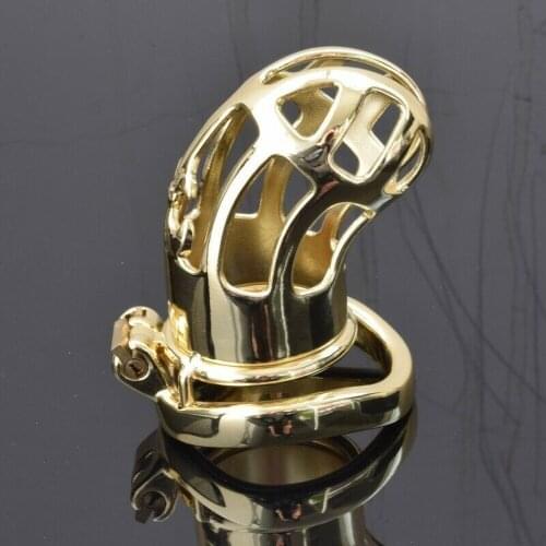 Stainless Steel Male Chastity Cage Golden Men Locking Belt Restraint Device C363 Chastity Sex Toys Cock Ring