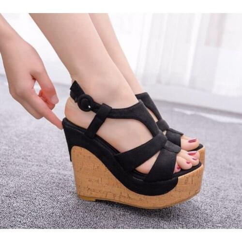 Sexy Peep Toe Shoes Thick Bottom Summer Shoes Wedge Sandals Sandals Women