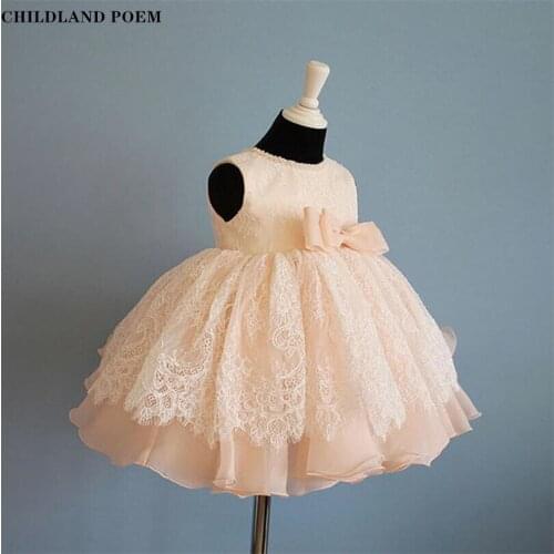 Princess Baby Birthday Dress Tutu Lace Pearl Girls Dress For Party And Wedding Kids Dresses For Girls Toddler Children Gown