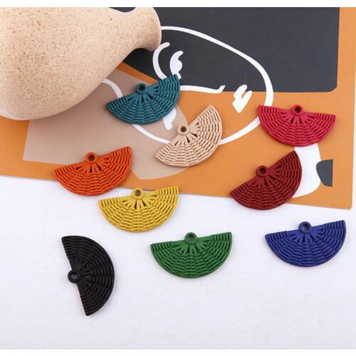 26*47mm DIY Jewelry Resin Charms 50pcs/Lot handmade accessories imitation rattan fan-shaped pendant earring necklace charms