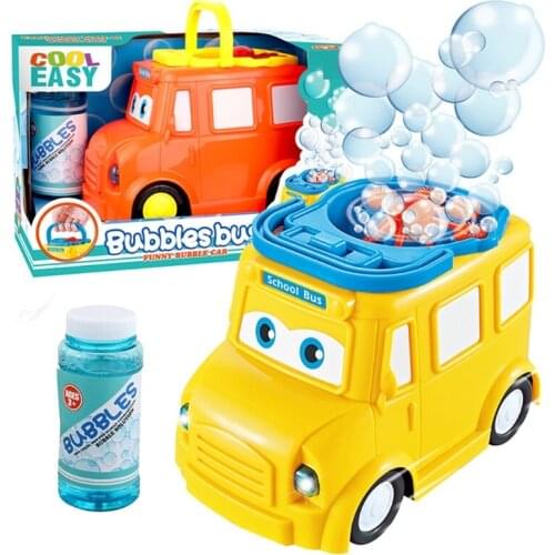 Portable Bus Bubble Machine Electric One Button Bubble Blowing Machine Children Summer Outdoor Toys