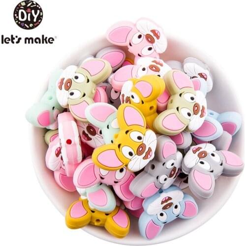 10pcs Baby Teether Product Mini Mouse Silicone Beads Food Grade Teething Accessories Infant Baby Teethers For Teeth Let’ s Make