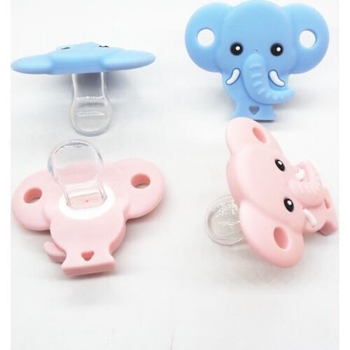 Chengkai 2PCS Silicone Elephant Pacifier Dummy Nipples Teether DIY Newborn Infant Baby Nursing Teething Jewelry Animal Toy