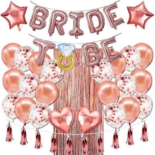 Wedding Bridal Shower 16inch Rose Gold Bride To Be Letter Foil Balloons Diamond Ring Balloon for Hen Party Favors Decoration
