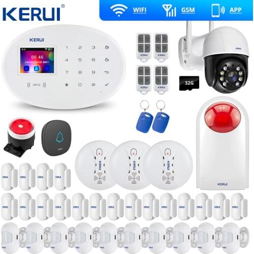 KERUI W20 Wireless WiFi GSM Security System 3MP Outdoor Cam Burglar Alarm Kit APP RFID Card 3MP Outdoor Wifi Camera Strobe Siren