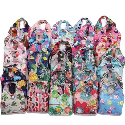 Foldable Recycle Shopping Bag Eco Friendly Ladies Reusable Shopping Tote Bag Floral Fruit Vegetable Grocery Pocket Shopper Bags