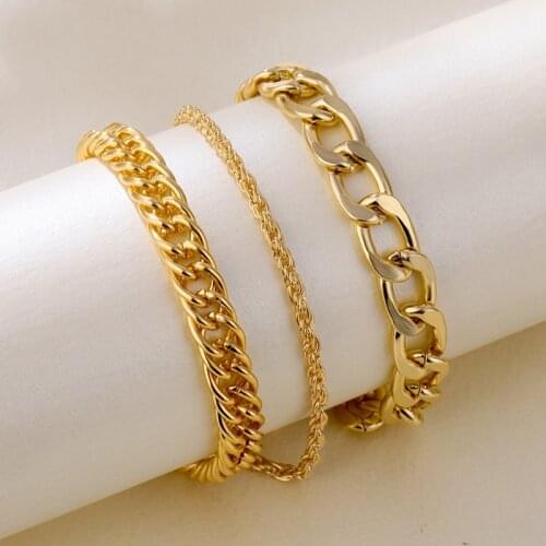 FAMSHIN Vintage Snake Chain Bracelets Set for Women Party Beach Bohemian Thick Link Bracelet Bangles Punk Hand Jewelry Fashion
