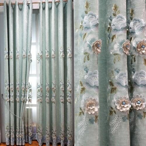 Curtains Luxury Chenille European Embroidery Valance Curtains for Living Room Bedroom Curtains Tulle Hollow Stitching Curtains