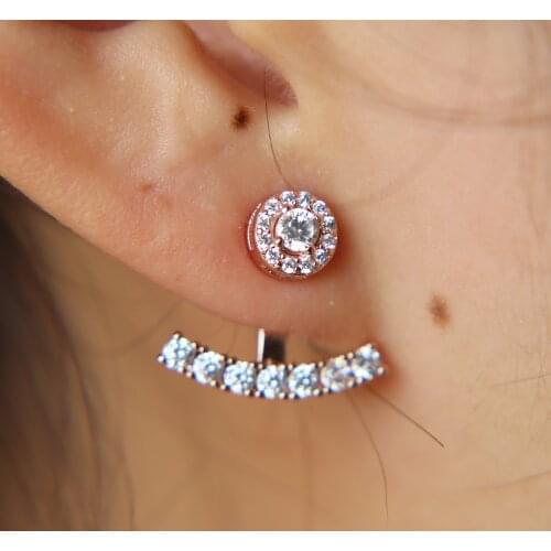 New arrive 2017 summer new design double sided women jacket AAA cz Bling fashion women earring