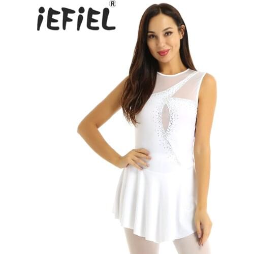 Women Adult Keyhole Back Mesh Ballet Dance Dress Contemporary Modern Leotard Ballet Ballet Leotards for Figure Ice Skating Dance