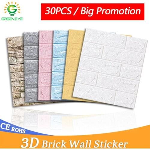 10/20/30Pcs Self-Adhesive 3D Brick Sticker DIY Waterproof Foam Wallpaper Kids Room Kitchen Roof Ceiling Background Wall Decals