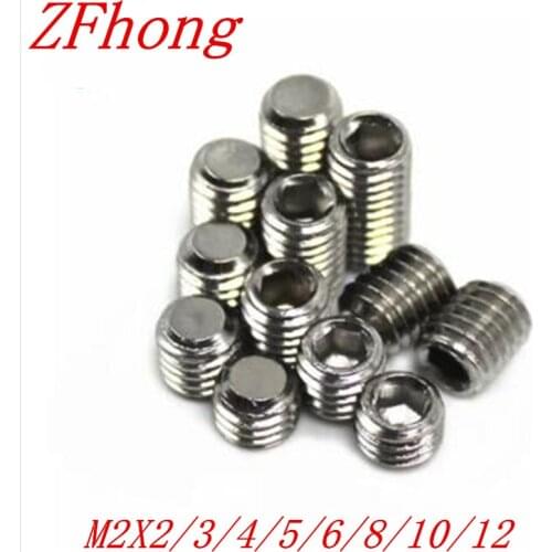 200PCS DIN913 M2*3/4/5/6/8/10/12 Stainless steel flat end point hex socket set grub screw
