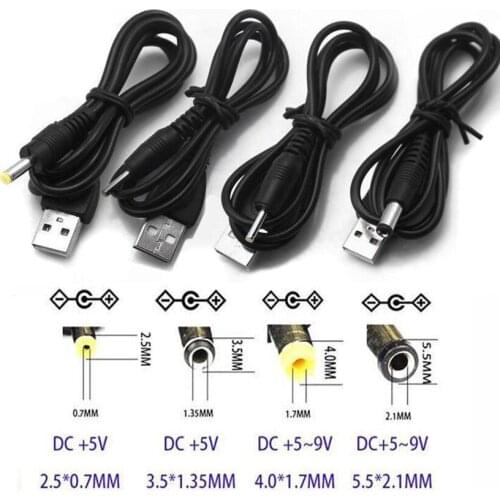 5V DC Charger Power Cable Cord USB A Male to 2.1/2.5*0.7/4.0*1.7/3.5*1.35 5.5mm Barrel Jack Power Cable Cord Connector USB to DC