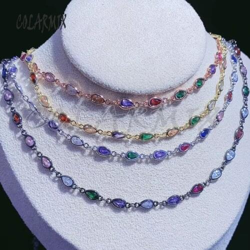 3 meter Drop crystal chain accessoires zircon stone chain necklace luxury necklace accessories for jewelry making 50758