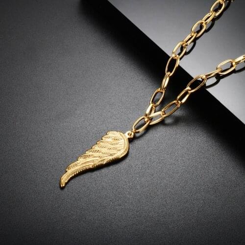 Stainless Steel High Quality Polished Angel Wing Necklace Punk Hip Hop Gothic Necklaces For Men Women Fashion Jewelry Gift