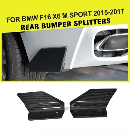 For BMW X6 F16 xDrive35i xDrive50i M Sport Utility Rear Bumper Splitters Winglets Flaps 2014 - 2018 Carbon Fiber Diffuser