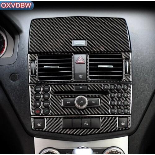 For mercedes C class W204 Carbon fiber Interior Trim Outlet CD Air Conditioning Central control Panel Car stickers and decals
