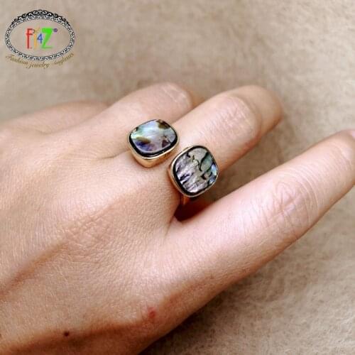 F.J4Z Vintage Abalone Shell Finger Rings Fashion Leopard Geometric Cuff Rings Women Stars Retro Jewelry Gifts Dropship