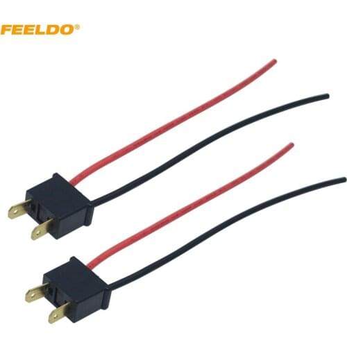 FEELDO 2PC Car Headlight Cable H7 Male Connector Plug Lamp Bulb Socket Automotive Wire Halogen Adapter Holder #HQ4942