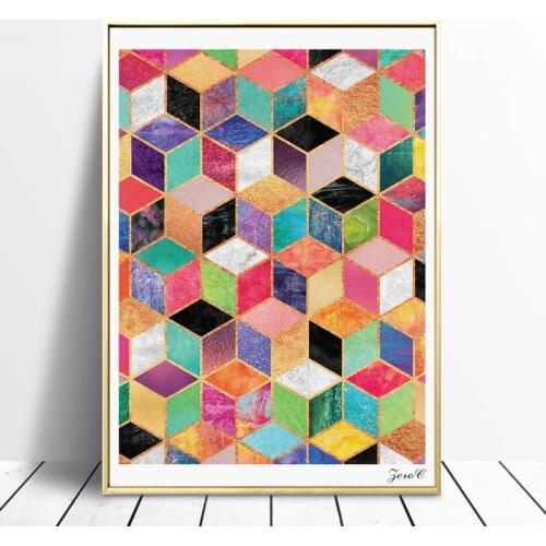Geometric Art Posters and Prints Cube Wall Art Canvas Painting Wall Pictures For Living Room Nordic Artwork Home Decor