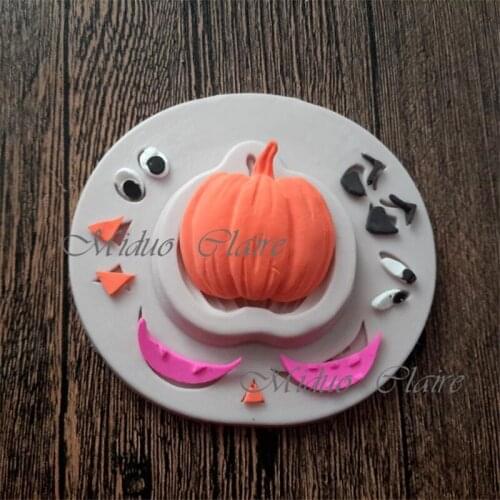 Hot sale 1 pc Halloween Pumpkin Silicone Veiner Cake Decorating Mould Fondant Sugarcraft Mould Mouth Eye chocolate gumpaste mold