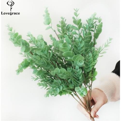 Artificial Plants Money Leaf Eucalyptus Bouquet for Wedding Party Table Decor Arrangement Green Faux Plant Eucalyptus Bunch