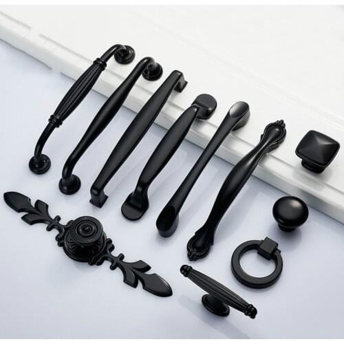 JD American Zinc Alloy Matte Black Handle Cabinet Closet Door Handle Modern Minimalist Drawer Door Handle Furniture Hardware