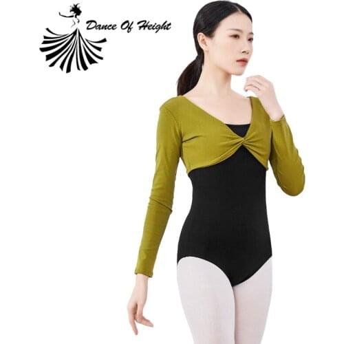 The Short Ballet Outfit For Women Twisting On Chest Long Sleeve Modern Dance Wear Latin Dance Cover Up Dancer Practice Clothes