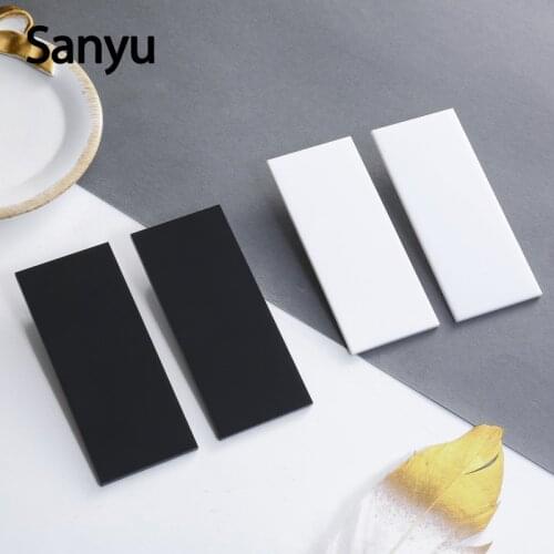 Exaggerated Rectangle Long Big Mirror Surface Gold Black White Acyrlic Stud Earrings Cool Long Punk Earring Studs Jewelry 2019