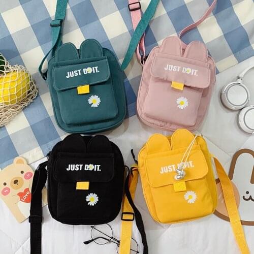 Mini Canvas Bag Womens Shoulder Bag Portable Messenger Coin Purse Cartoon Student Storage Bag Simple Casual Handbag and purse