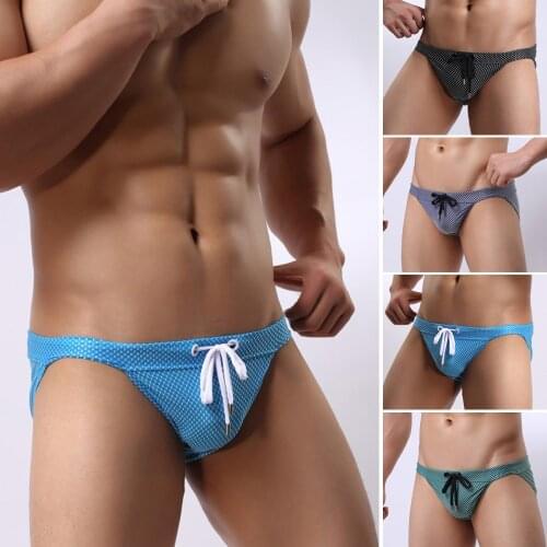 Mens Bikini Style Sexy Swimming Trunks Breathable Nylon Beach Shorts Fast Dry Summer Fashion Low Rise Mens Bathing Suit Surf