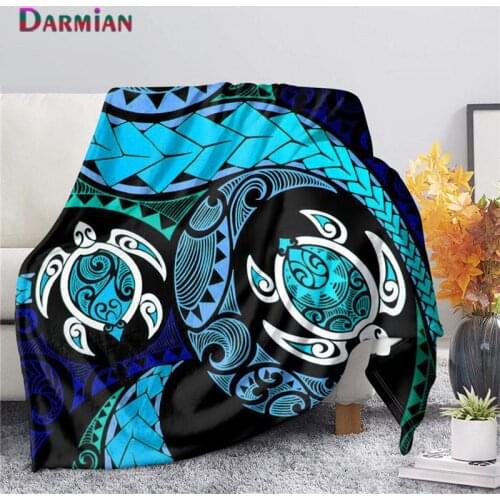 DARMIAN Hawaiian Turtle Tribal Design Plush Throw Blanket Soft Machine Washable Sofa Fleece Thin Quilt Bedding Lining Blankets