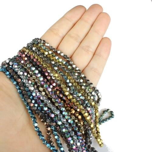 Natural Stone Hematite 4mm Color Fashion Wild Plated Multi-faceted Loose Beads Jewelry Beads DIY Necklace Bracelet Accessories