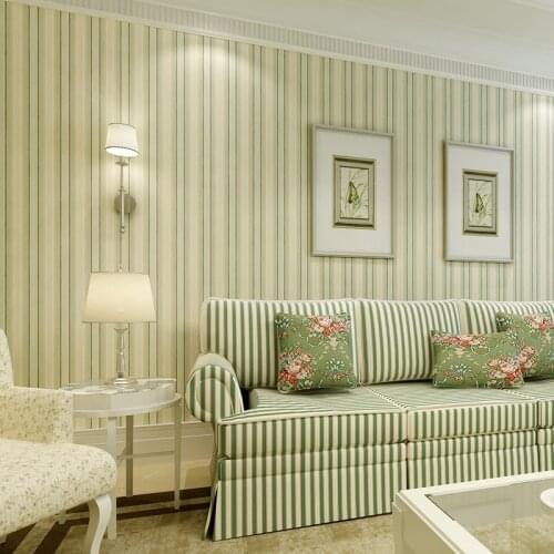 Beibehang American retro green vertical striped wallpaper green background wallpaper bedroom wallpaper shop for living room den